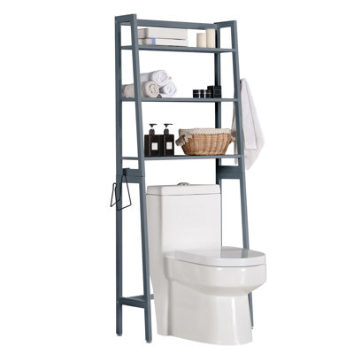 3 -Tier Toilet Storage Rack Over-The-Toilet Bathroom Shelf 100% Pine Wood