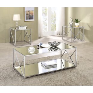 glass chrome coffee table set