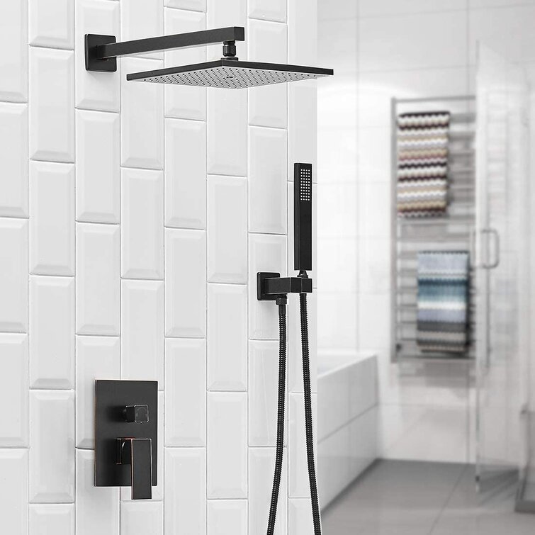 Oil Rubbed Bronze Shower System Shower Faucet Sets Complete with Wall Mounted Shower Faucet Rough-In Valve Body and Trim Kit 