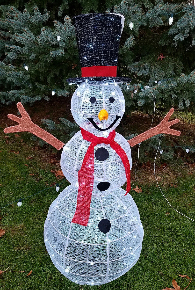 6ft Pop Up Tinsel Snowman with White LED/'s Indoor Christmas Display