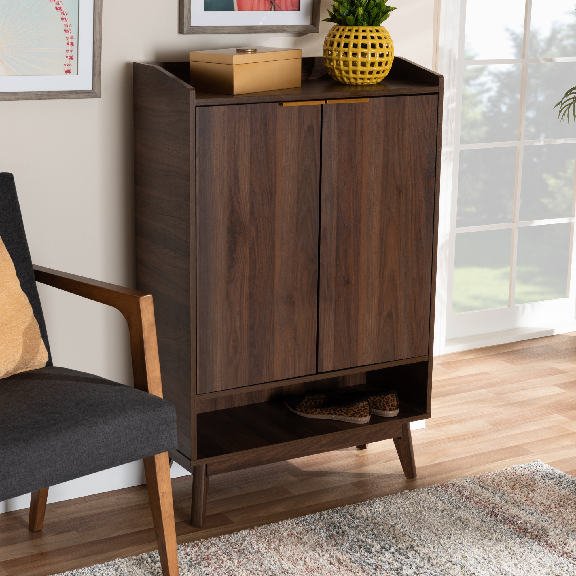 walnut shoe cabinet