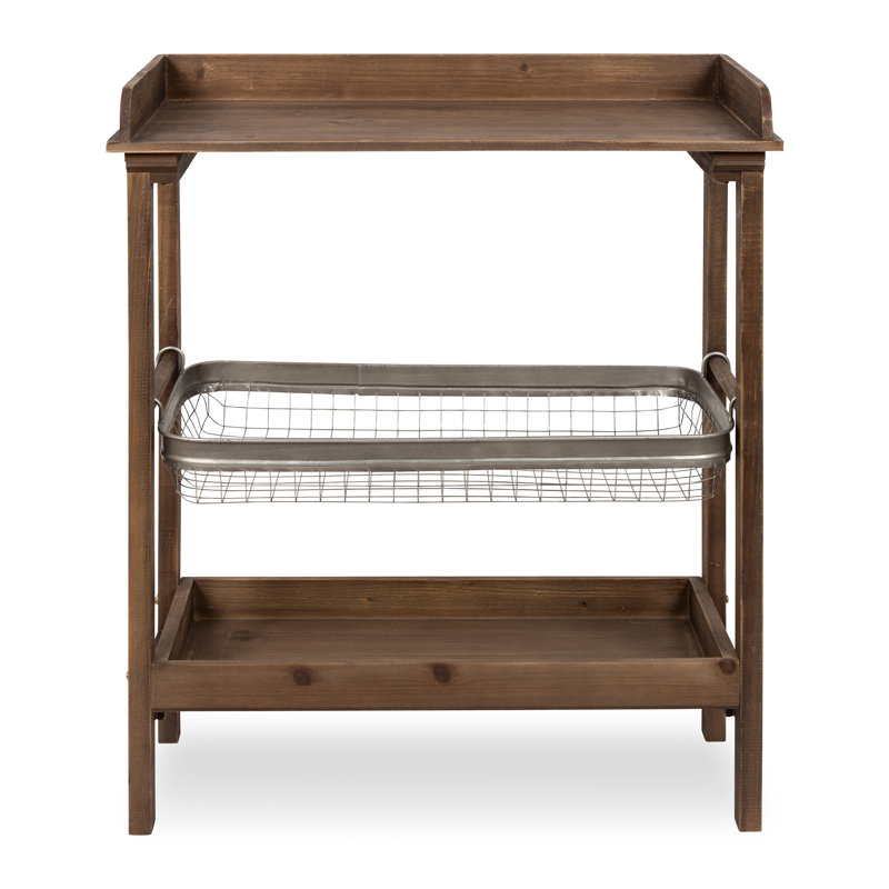 Gracie Oaks Eleni Farmhouse Chic Galvanized Storage Basket 3 Tier End Table Reviews