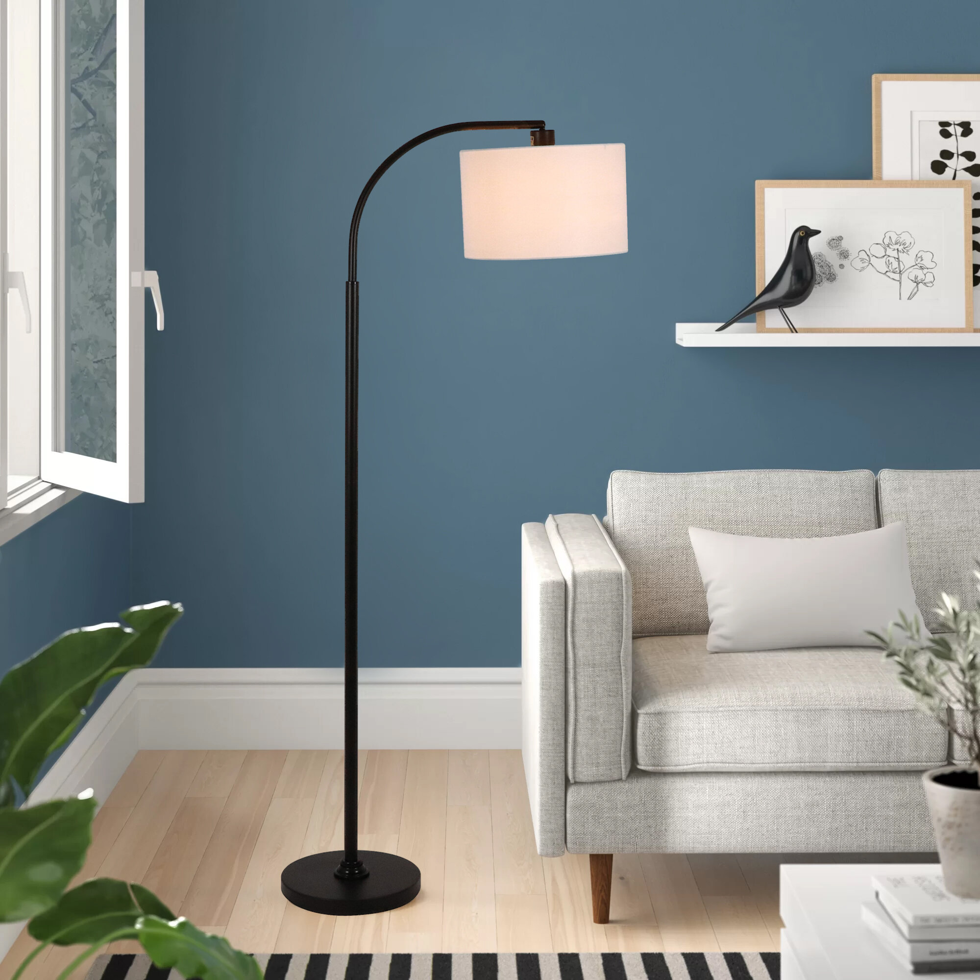 Modern Floor Lamp Led Standing Corner Lamp Black Decor Floor Lamps Contemporary Metal Floor Lamp for Living Room Bedrooms with Remote & Touch Control 
