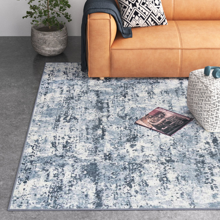 Steelside™ Juni Abstract Navy Blue/Gray Area Rug Wayfair.ca