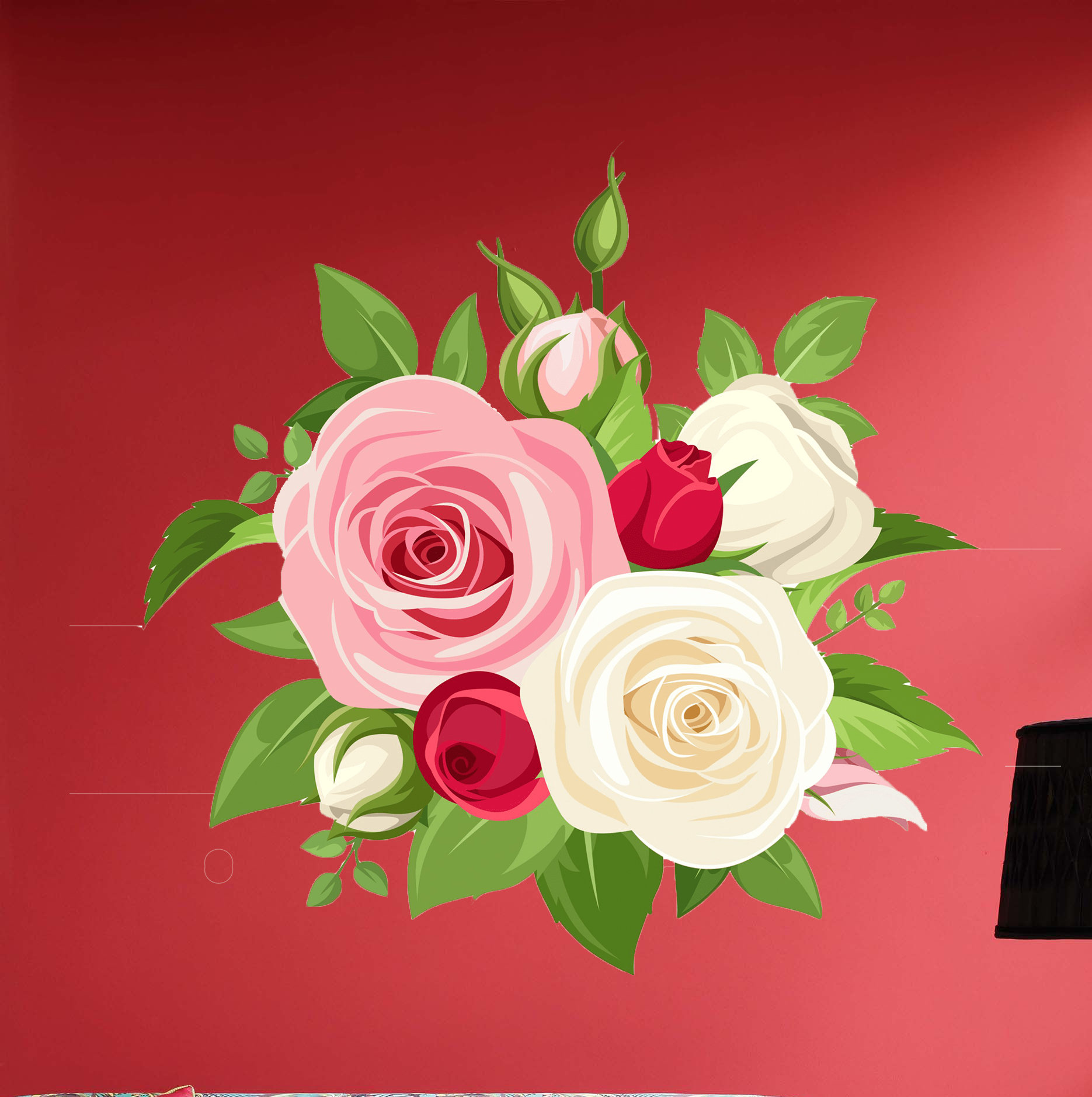 Red Barrel Studio® Rose Bouquet Wall Decal, Rose Bouquet Wall Sticker, Rose Bouquet Wall Decor