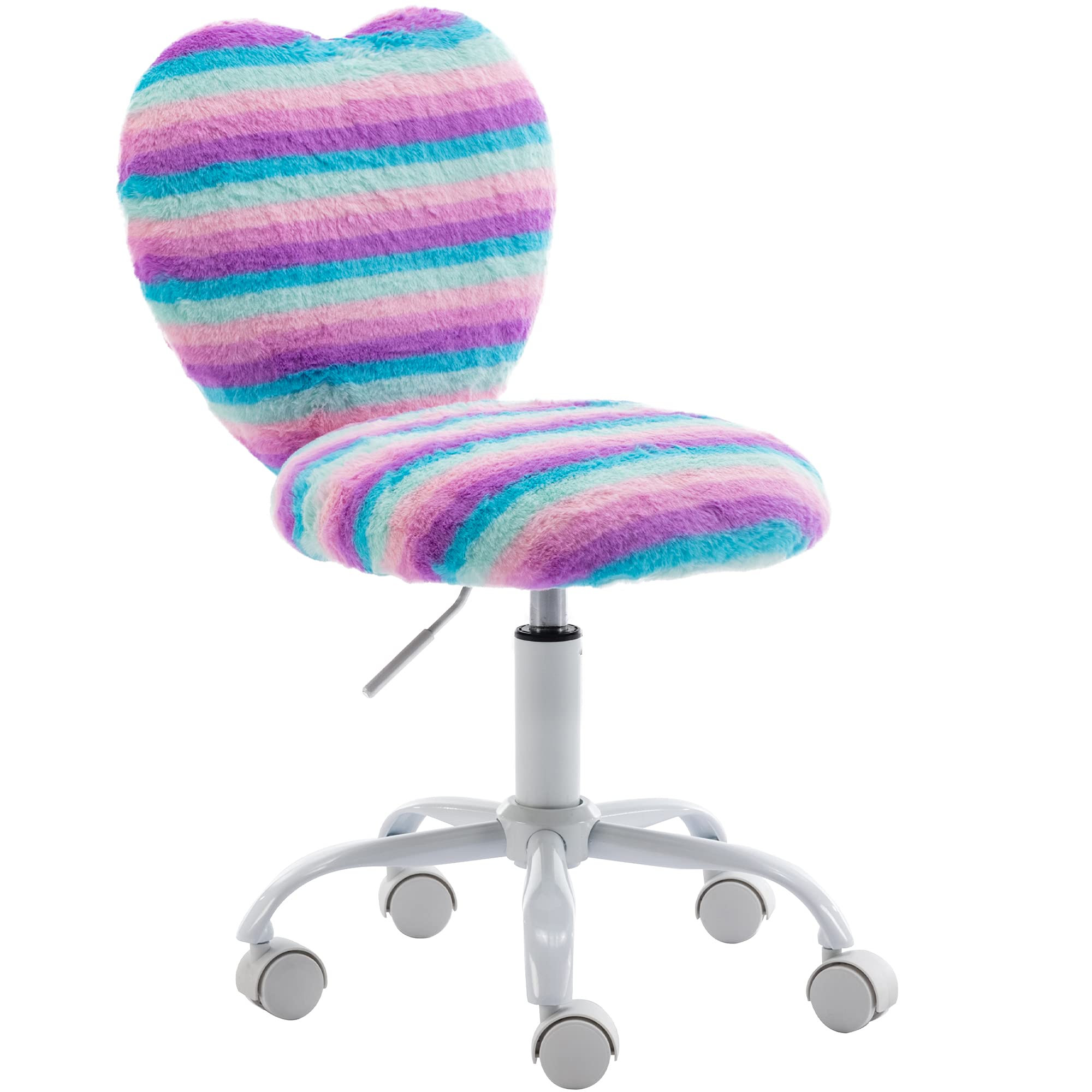 Gemma Violet Furniture Cute Fuzzy Kids Chair Rolling Study Desk Chair