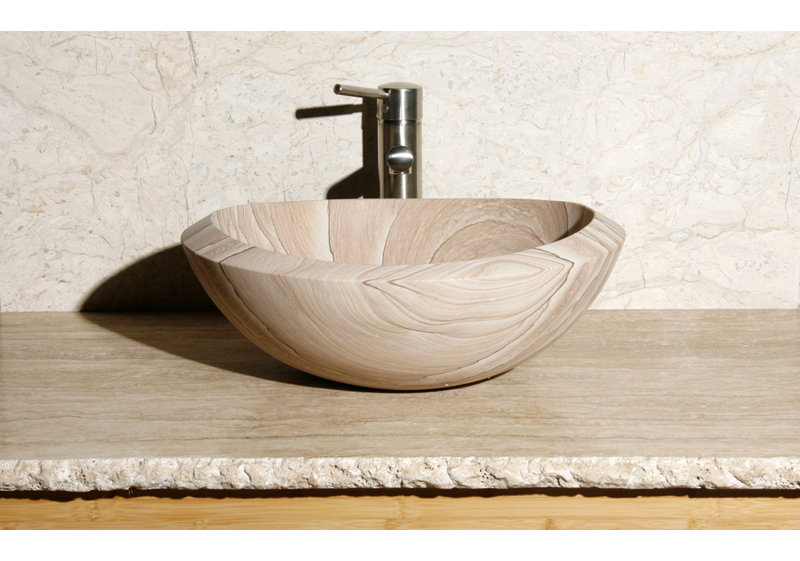 V-VOB18 Sand Dune Stone Oval Vessel Bathroom Sink