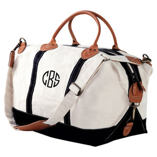 monogrammed leather weekender bag