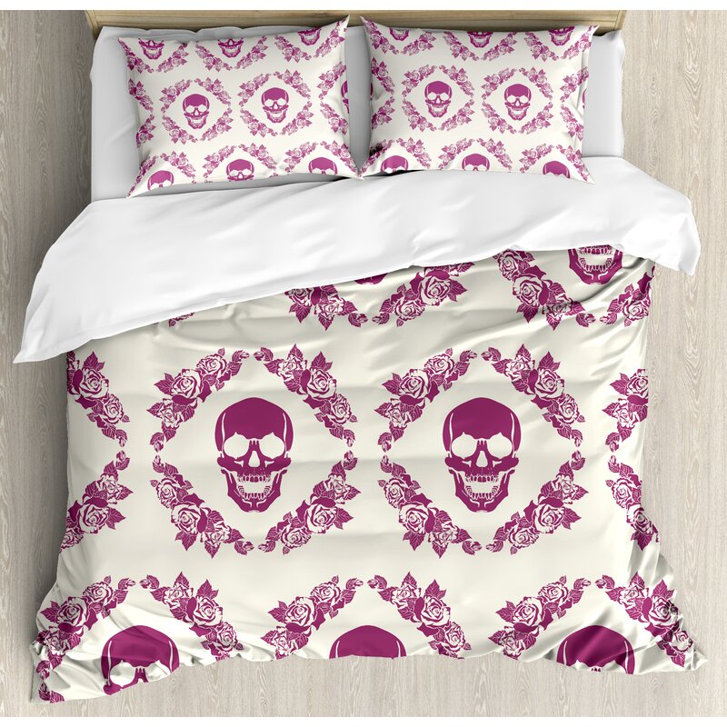 Ambesonne Skull Decorations Maroon Decorative Monochrome Calavera