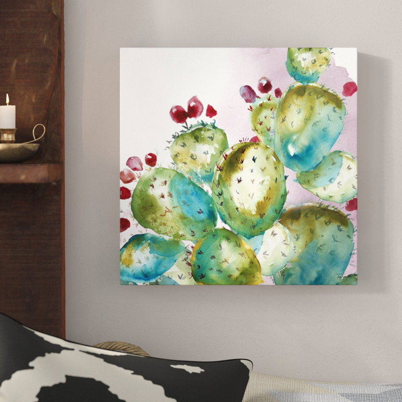 Mistana Succulent Prickly Pear Cactus Print On Wrapped Canvas