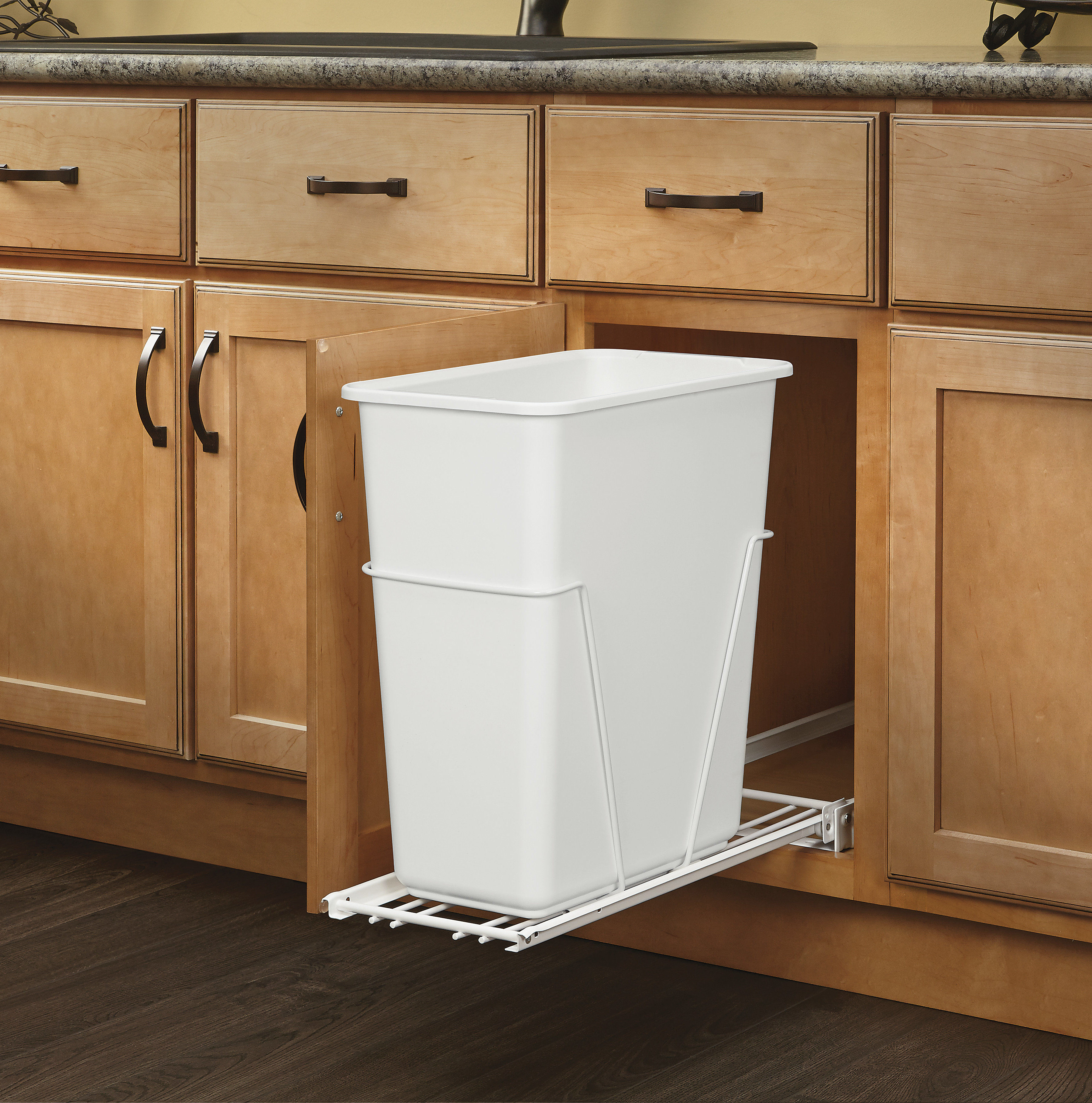 Rev A Shelf Steel 7 5 Gallon Open Pull Out Under Counter Trash Can