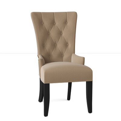 Tufted Upholstered Arm Chair Hekman Body Fabric: 1541-082, Leg Color: Black Satin, Nailhead Color: Brass