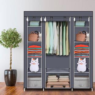 Portable Closet Wardrobe Clothes Hanging Rack Storage Organizer Cupboard   US 