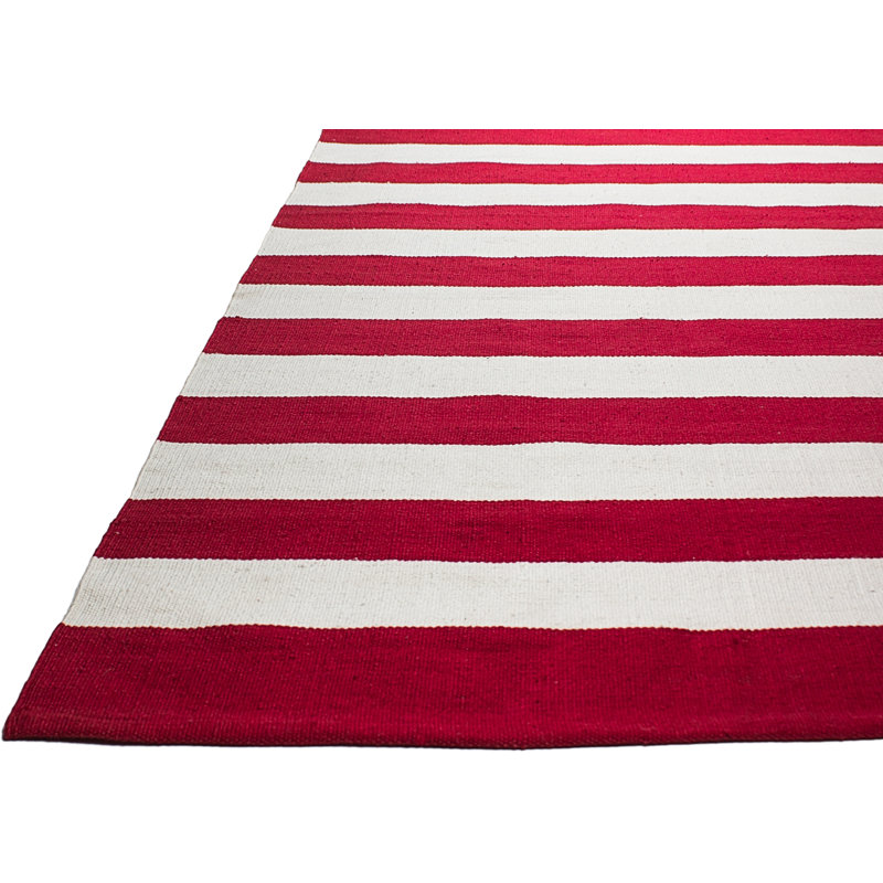 Breakwater Bay Gladys Striped Handmade Red White Indoor Outdoor Breakwater Bay Gladys Striped Handmade
