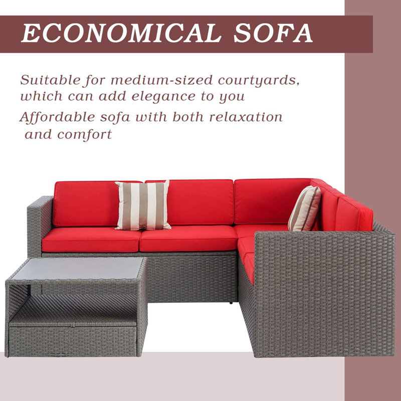 Latitude Run Alinea 2 Piece Wicker Sectional Seating Group With Cushions Reviews Wayfair
