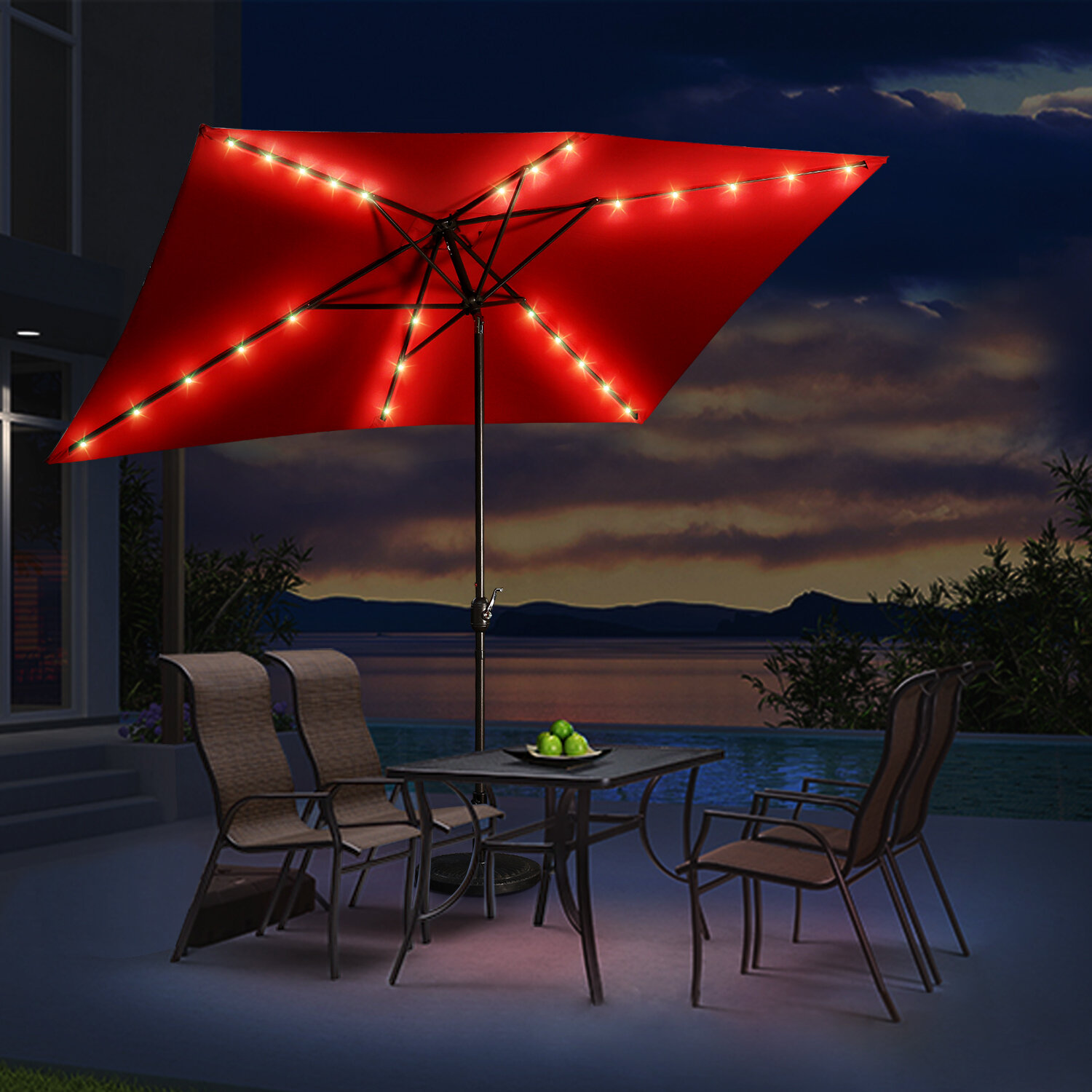 Lighted Rectangular Patio Umbrellas You Ll Love In 2020 Wayfair