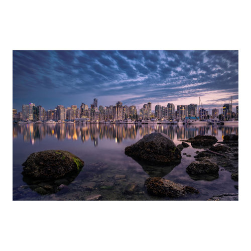 Vancouver at Sunset 1.9m x 2.88m Textured Matte Peel & Stick Wall Mural East Urban Home
