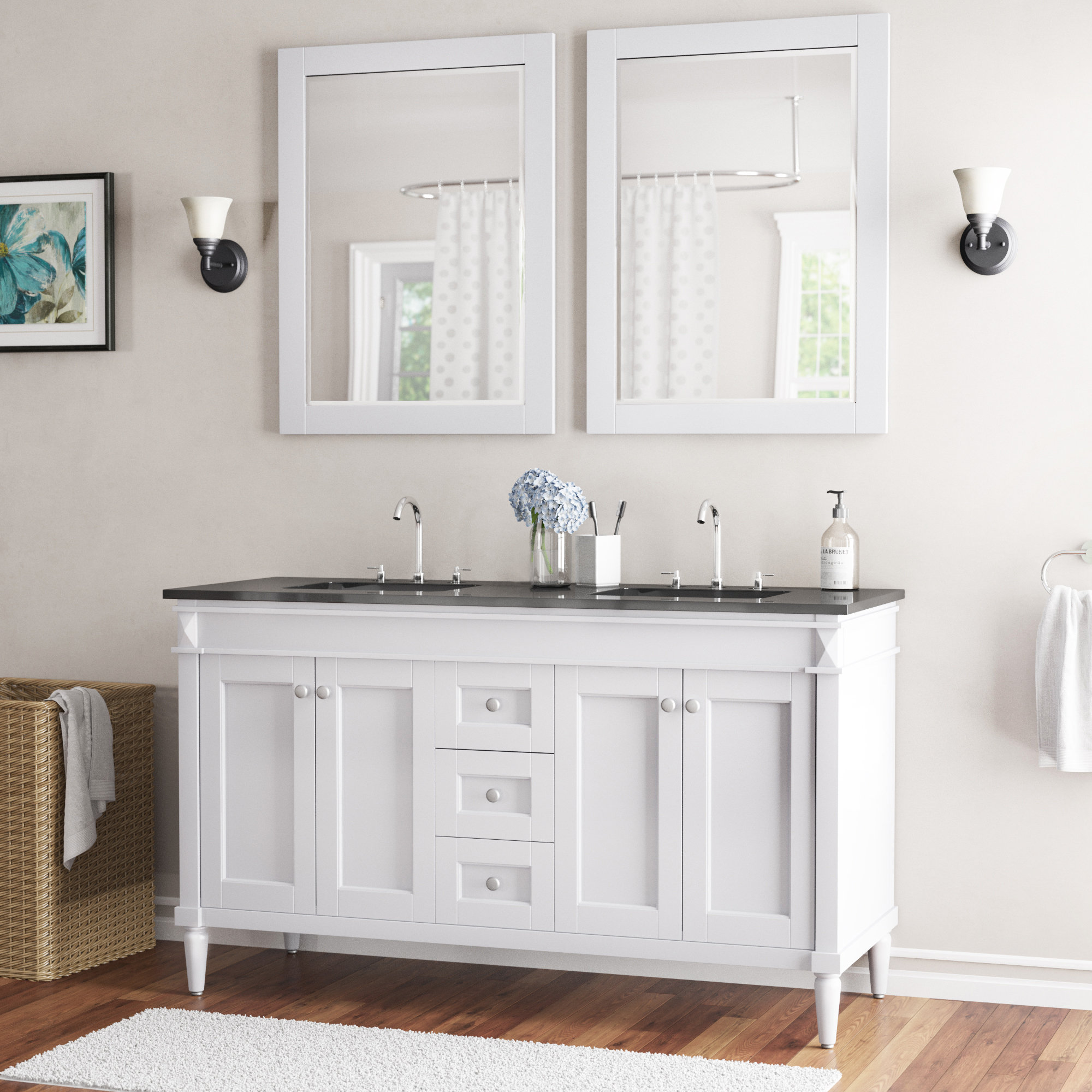 Andover Mills Millfield 59" Double Bathroom Vanity Set with Mirror
