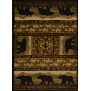 Hunting Lodge Area Rugs You Ll Love Wayfair Sayre Black Bears Lodge Ivory Area Rug