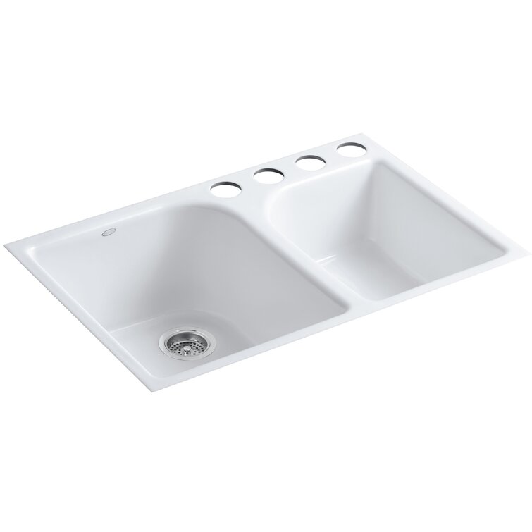 K 5931 4u 0 Kohler Executive Chef 33 L X 22 W Undermount Kitchen Sink With 4 Oversize Faucet Holes Reviews Wayfair [ 755 x 755 Pixel ]