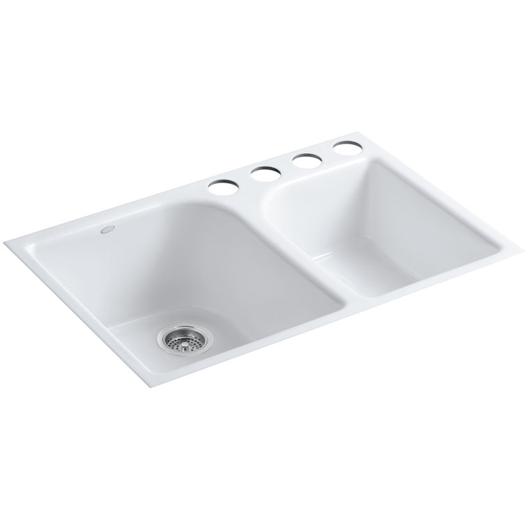 K 5931 4u 0 Kohler Executive Chef 33 L X 22 W Undermount Kitchen Sink With 4 Oversize Faucet Holes Reviews Wayfair