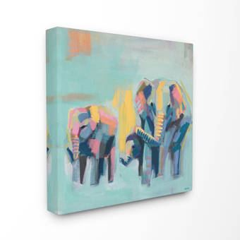 Ebern Designs Takia Abstract Elephant Family Painting Kids Wall