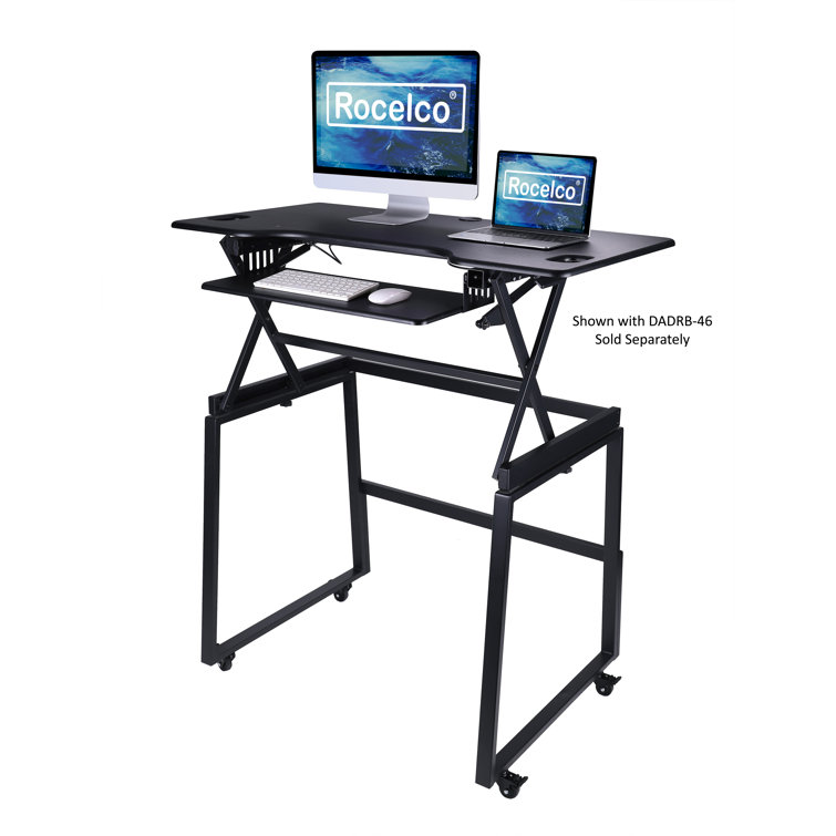Inbox Zero Mobile Standing Desk Floor Stand Rolling Home Office Sit Stand Up Workstation Legs For Dadr Bundle Wayfair