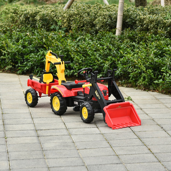Ride on Excavator Bulldozer Toy Pedal Control W- 6 Wheels Controllable