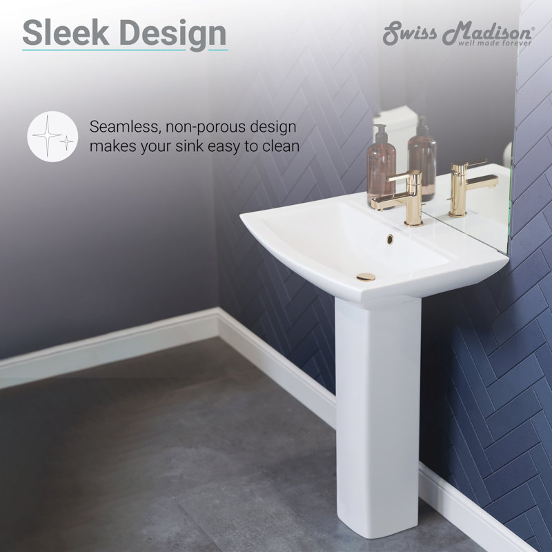 Swiss Madison Sublime 24 Rectangular Pedestal Bathroom Sink With Overflow Reviews Wayfair