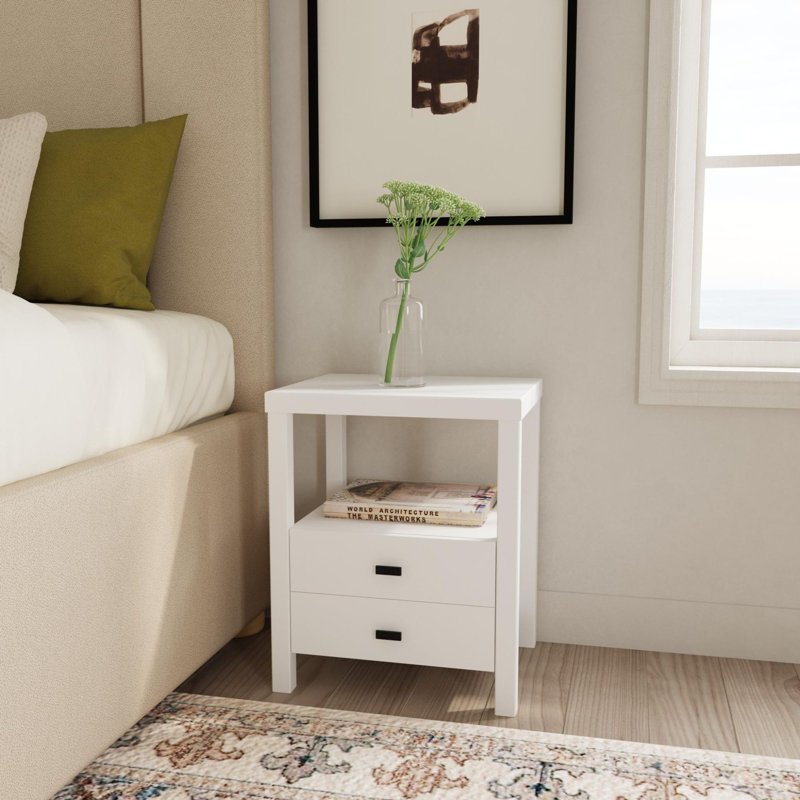 Adelaida Wooden Nightstand Color: White