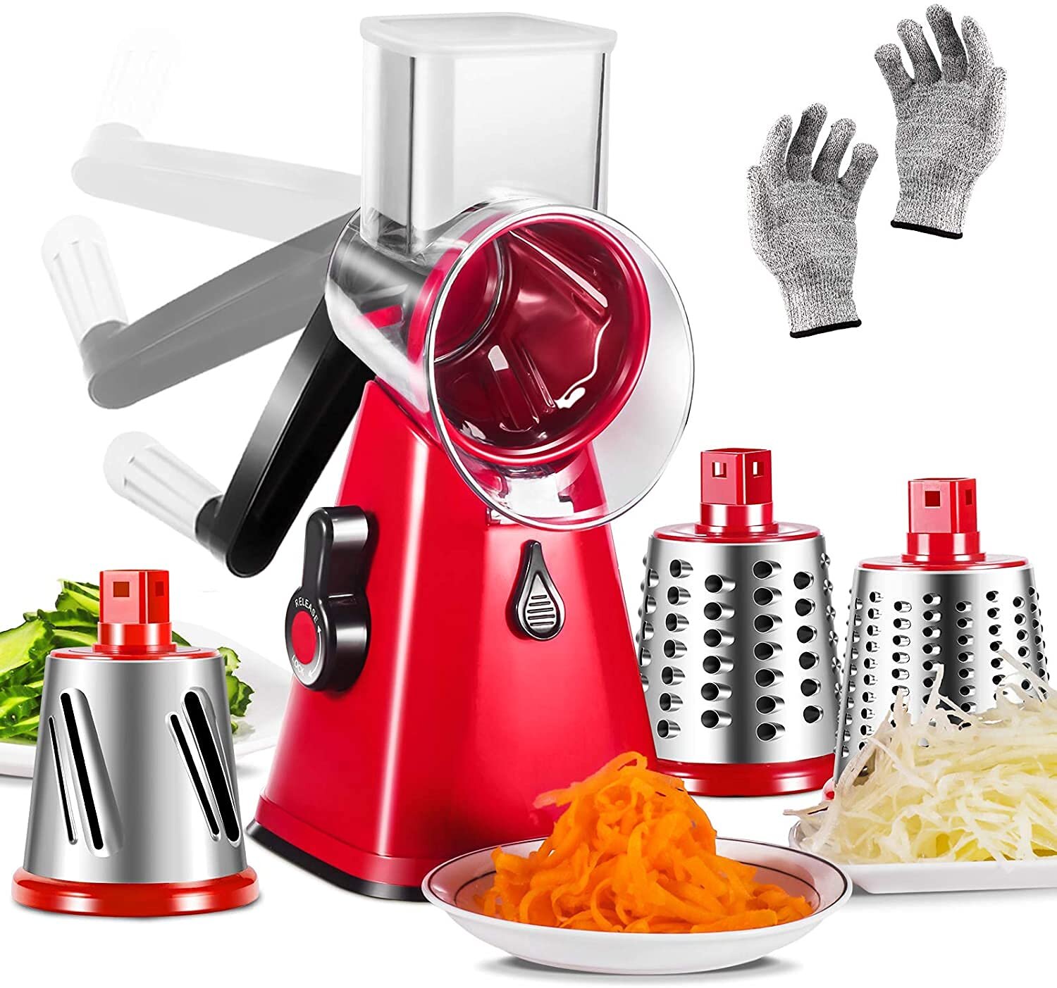 instant mist Sluiting slai Manual Rotary Cheese Grater, 3-In-1 Round Mandoline Slicer With  Interchangeable Stainless Steel Drum Blades Vegetable Slicer Nuts Grinder  Cheese Shredder With Suction Cup Base | Wayfair
