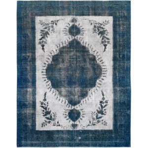 Vintage Hand-Knotted Blue/White Area Rug