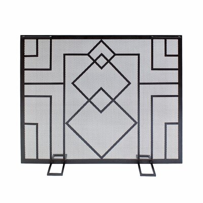 Wright Design Single Panel Iron Fireplace Screen Minuteman