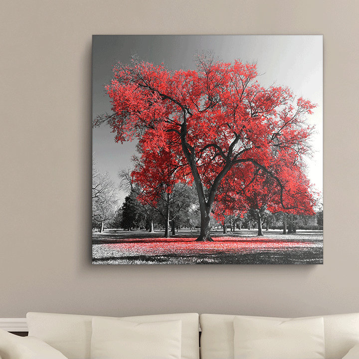 Winston Porter The Big Red Tree On A Black And White Landscape