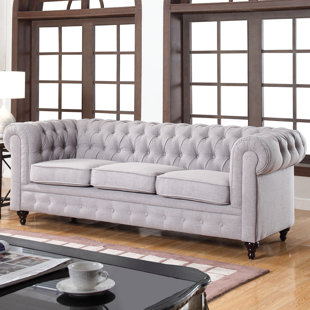 Brown Fabric Sofa Wayfair Elina Clic Tufted Linen Fabric Chesterfield Sofa