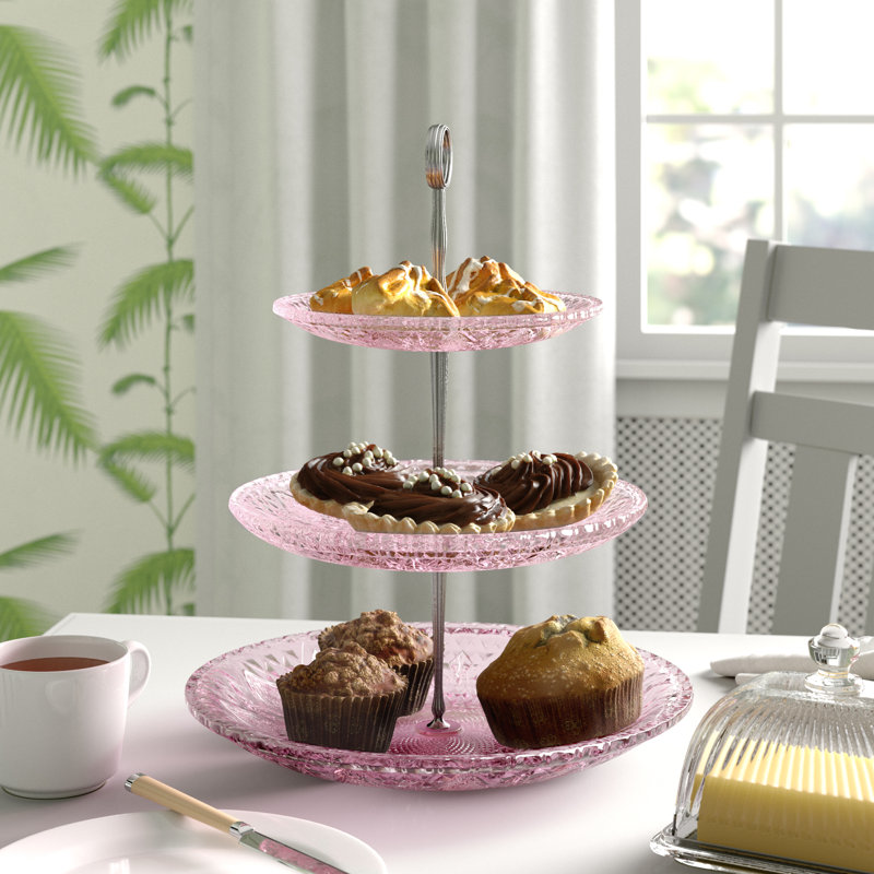 Symple Stuff 3 Tier Gl Cake Stand In Pink Reviews Wayfair Co Uk Symple Stuff 3 Tier Gl Cake Stand In