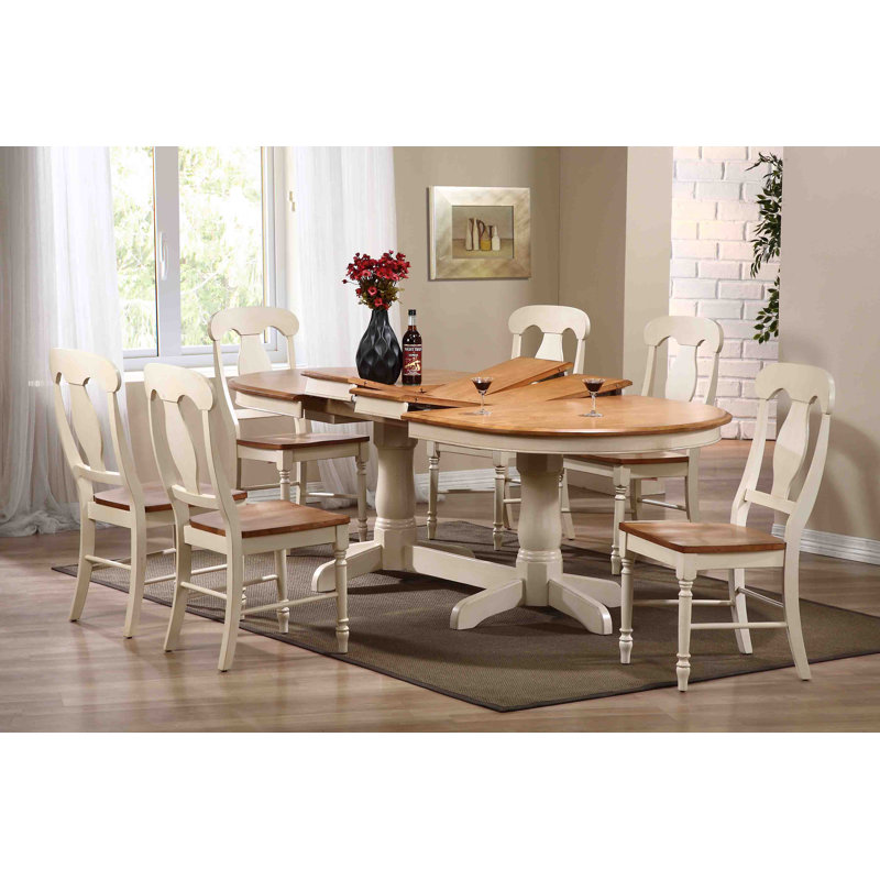 Iconic Furniture Oval Transitional 7 Piece Solid Wood Dining Set