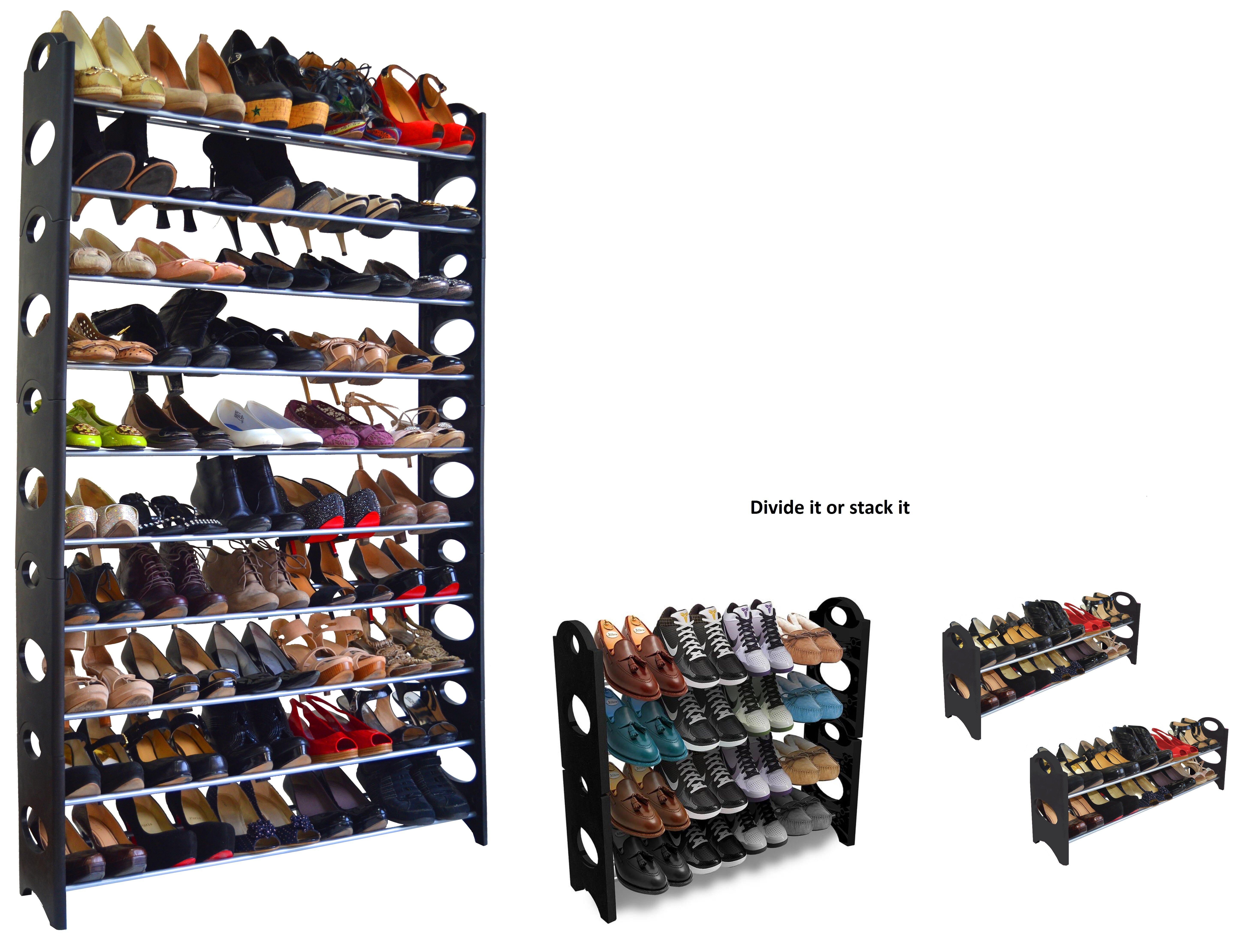 Rebrilliant 10 Tier 50 Pair Stackable Shoe Rack Reviews Wayfair Ca