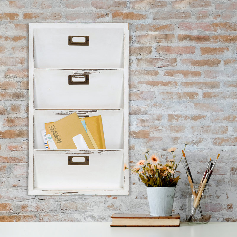 Charlton Home Norfork Distressed Wall Mail Organizer Letter Bin Norfork Distressed Wall Mail Organizer Letter Bin