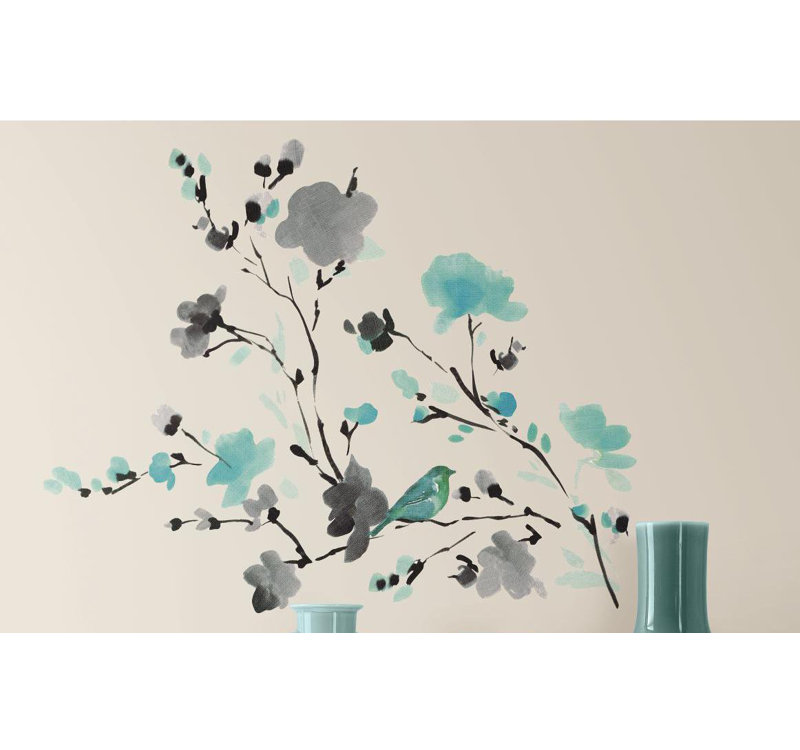 room mates deco blossom watercolor bird branch wall decal & reviews