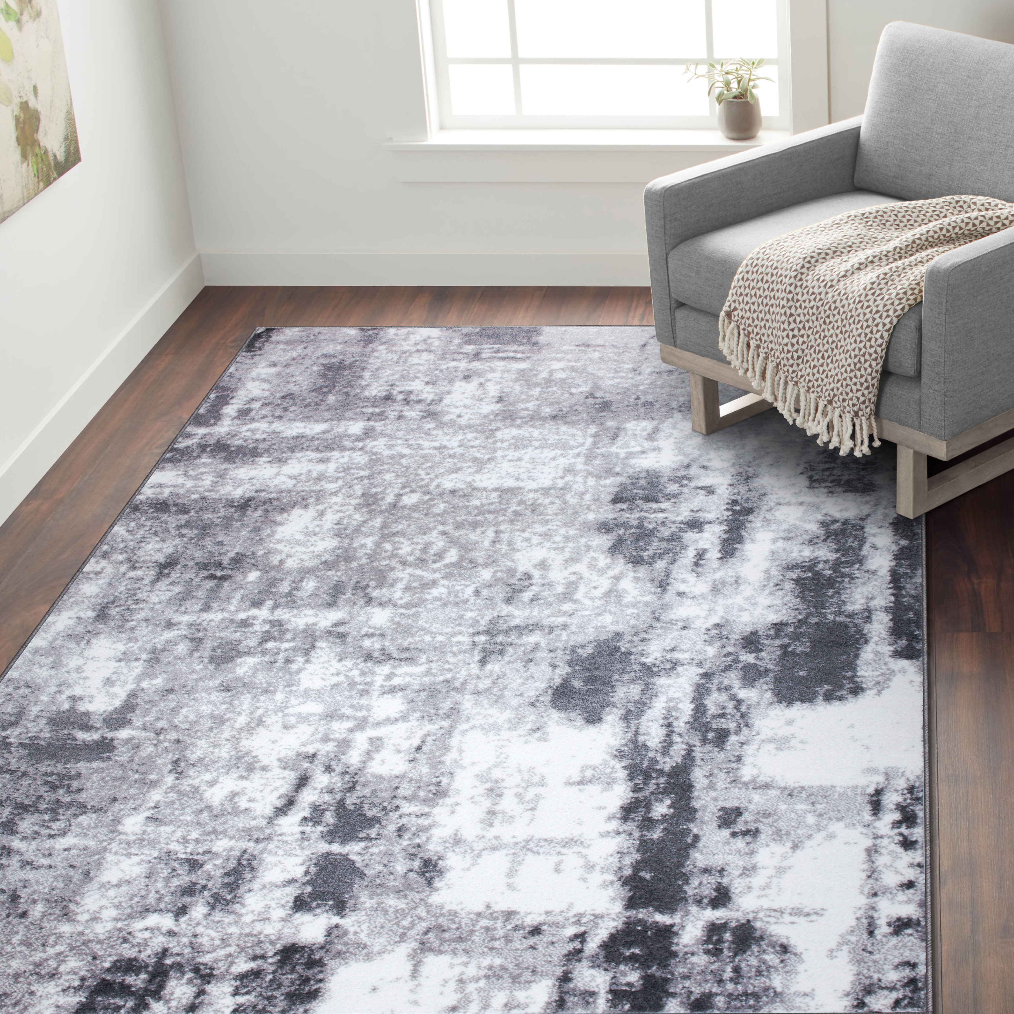 17 Stories Hirst Power Loom Gray Rug Reviews Wayfair