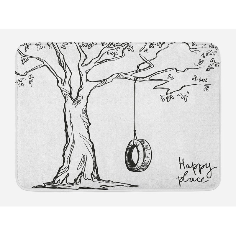 Tree With A Tire Swing Bath Rug