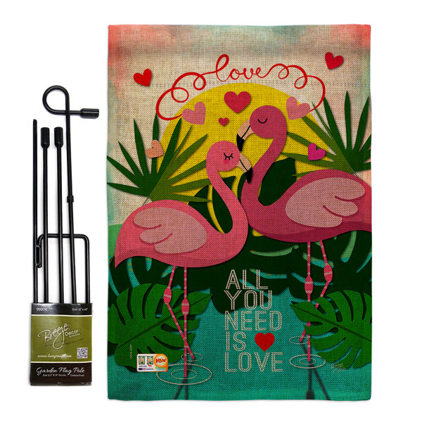 Breeze Decor Flamingo Lover Burlap Spring Valentines Impressions 2 Sided Polyester 18 5 X 13 In Garden Flag Set Wayfair