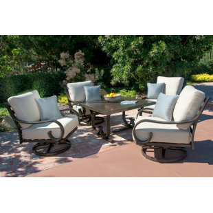 Go to store & view more images Columbia 5 Piece Dining Set with Sunbrella Cushions by Fleur De Lis Living