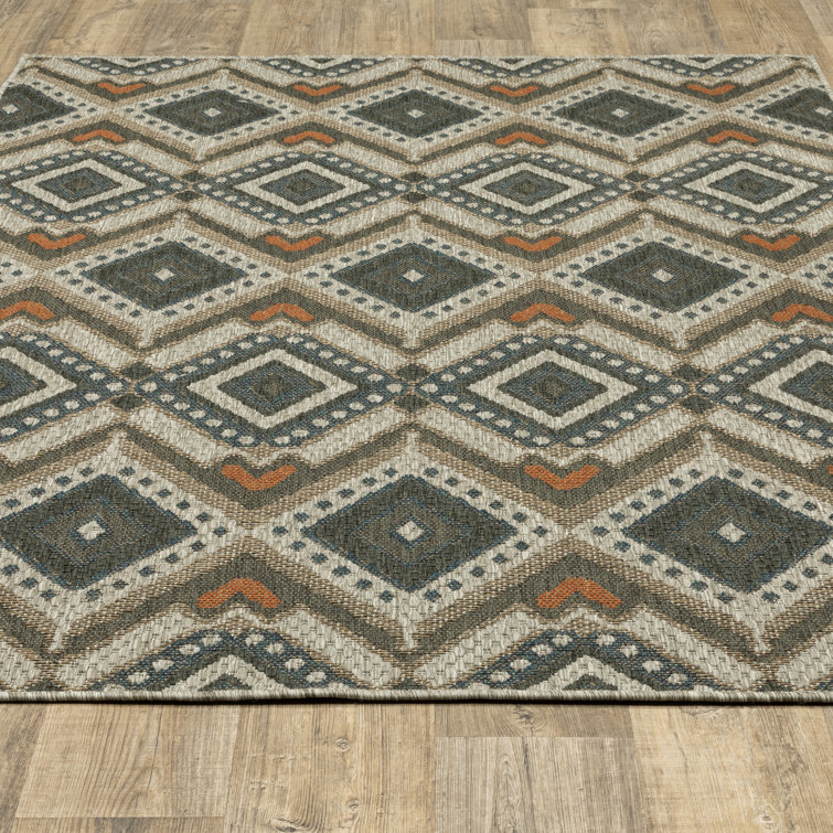 Lark Manor Izola Looped/Hooked Gray/Orange Indoor/Outdoor Rug & Reviews ...