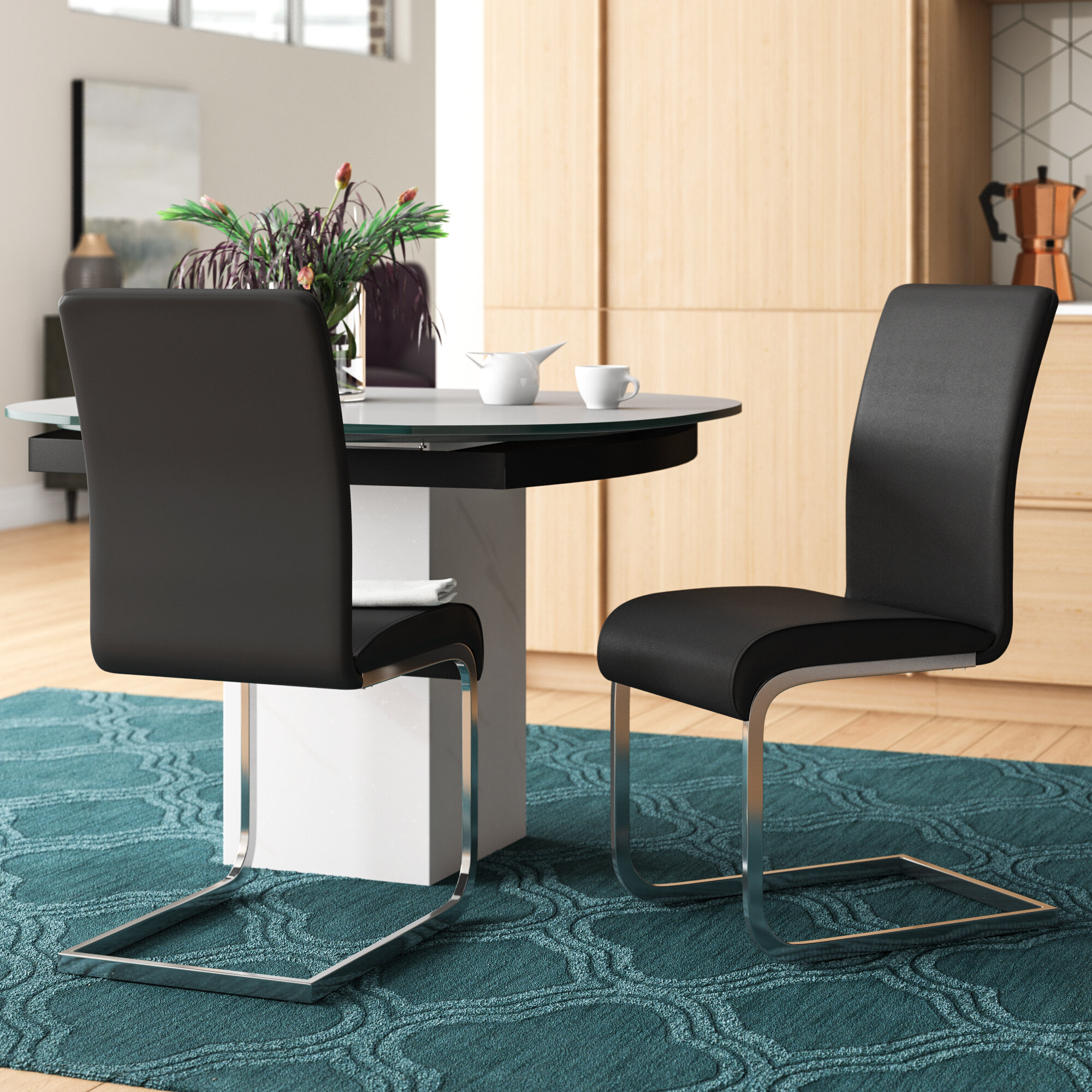 black padded dining room chairs