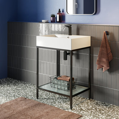 Pierre 24 Single, Freestanding, Open Shelf, Metal Frame Bathroom Vanity