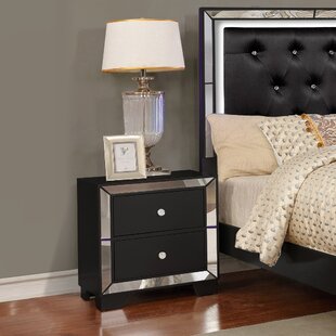 Mirrored Nightstand Bedroom Furniture End Table Night Stand With Drawers Black 