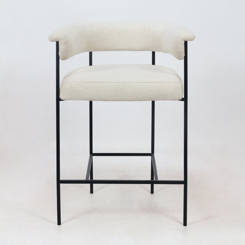 Anahli Counter Stool Upholstery: Cream Fabric, Seat Height: Counter Stool (26.6” Seat Height)