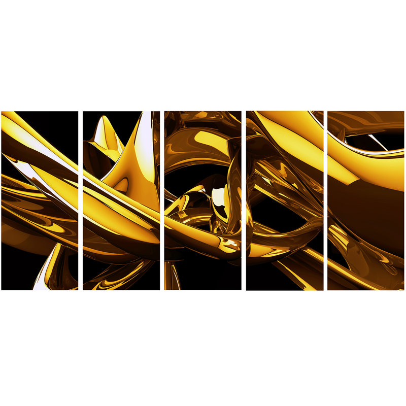 Designart Gold Vs Silver 5 Piece Graphic Art On Wrapped Canvas Set Wayfair Ca